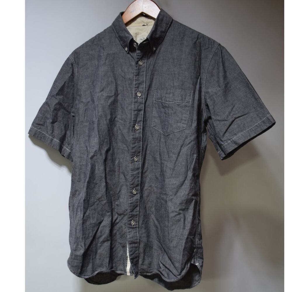 Rag & Bone Standard Issue Gray Chambray Button Down Short Sleeve Shirt Men's S